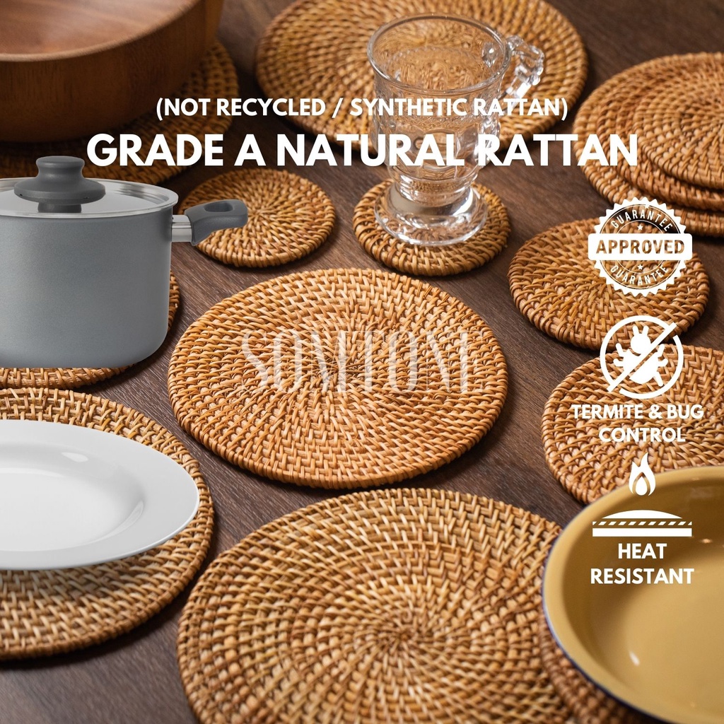 Rattan Heat Insulation Placemat / Coaster for Plate Dish Bowl Pan