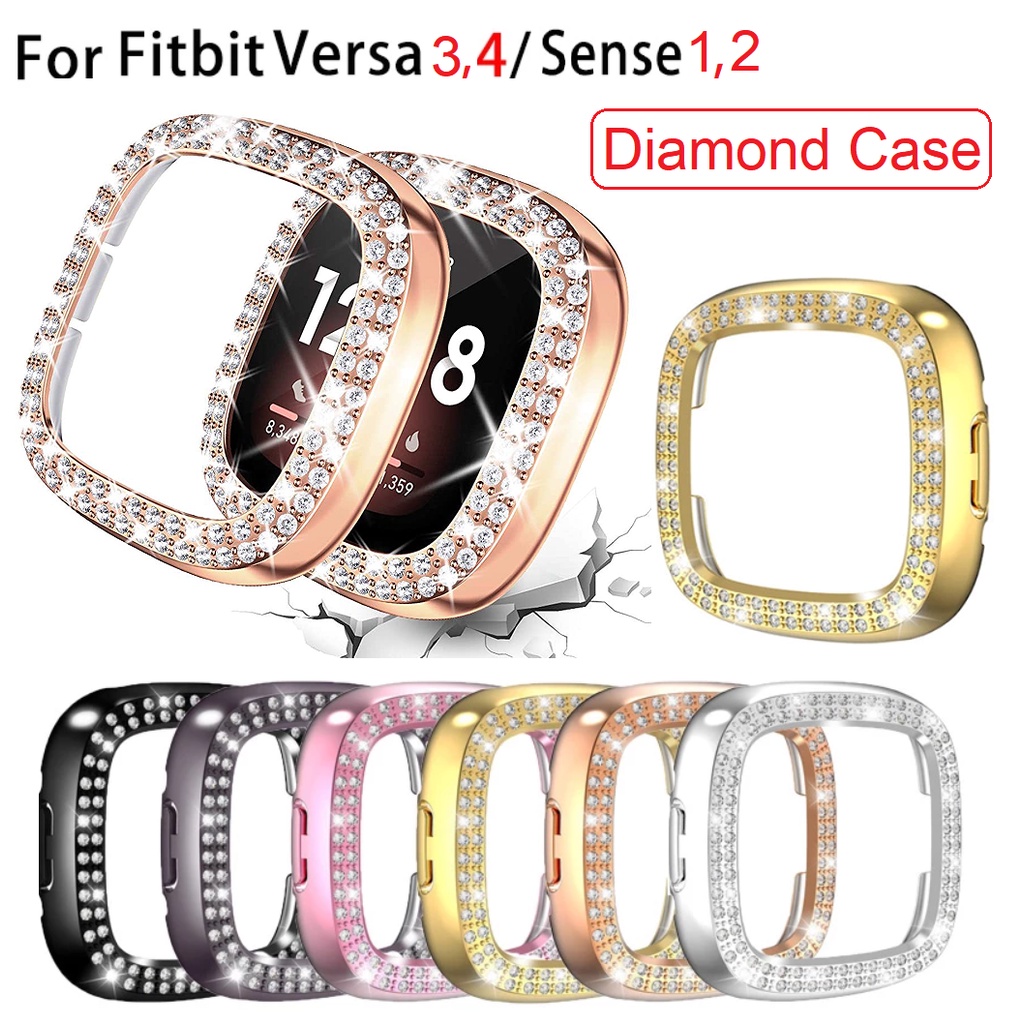 Correa Compatible Con Fitbit Sense Versa 3 Bling Accesorios De Repuesto Bandas Con Diamantes De Imitación De Metal Dressy Pulsera De Joyería Para Versa 3/Sense Mujer (negro