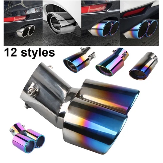 Stainless Steel Dual titanium Exhaust Pipe Car Rear Tail Muffler Tip ...