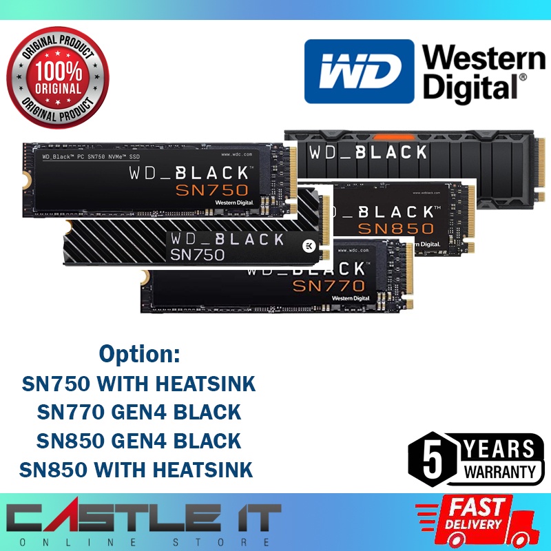 Western Digital WD SSD 1TB 2TB M.2 PCIE PCI-E GEN3 GEN4 SN750 SN770 ...