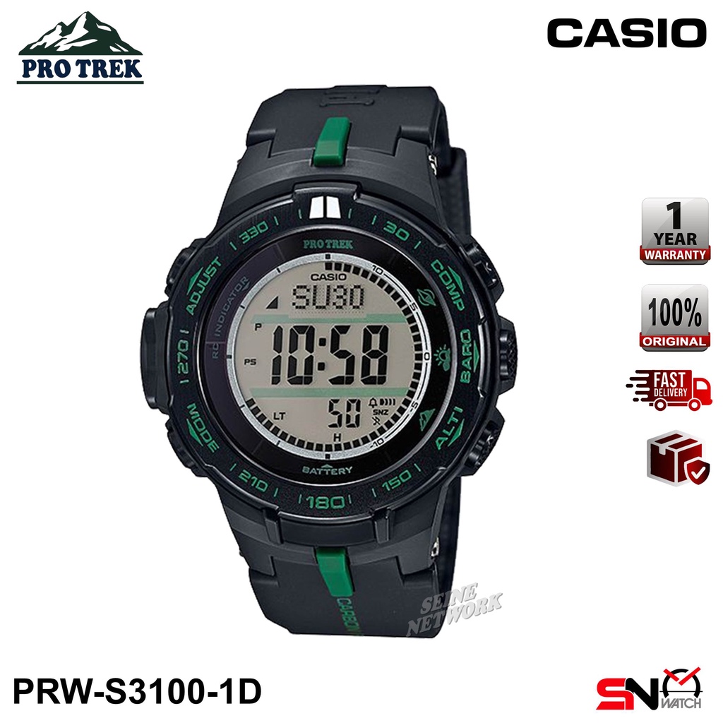 Casio Protrek PRW 3100 PRW 3100FC PRW 3100G PRW S3100 Triple Sensor Tough Solar Digital Men Sports Watch Shopee Malaysia