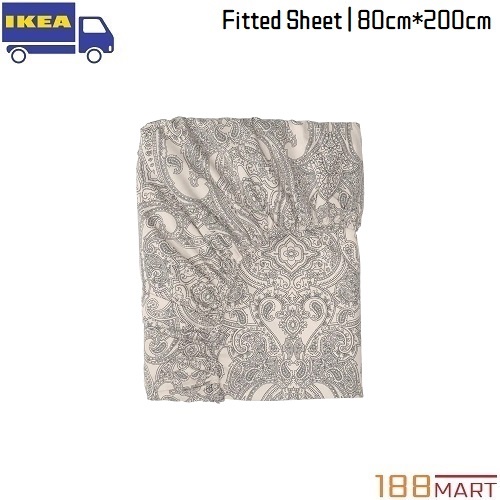 [𝓞𝓻𝓲𝓰𝓲𝓷𝓪𝓵] IKEA JATTEVALLMO Fitted Sheet 80cm*200cm Light Beige/Patterned Dark Grey Shopee