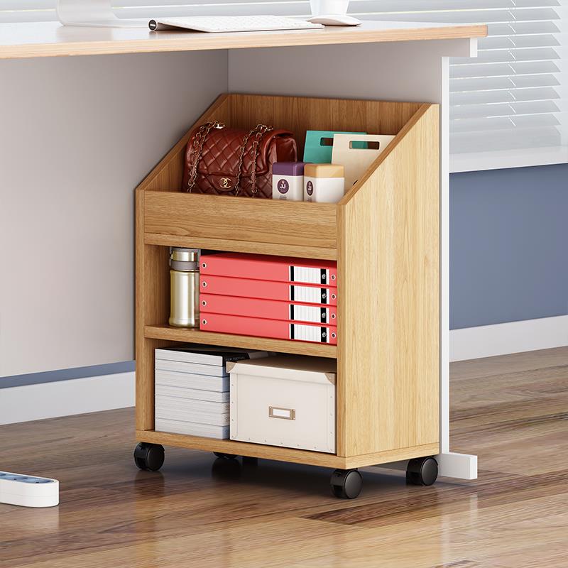Small Bookshelf Under The Desk Book Storage Mobile With Wheels Office