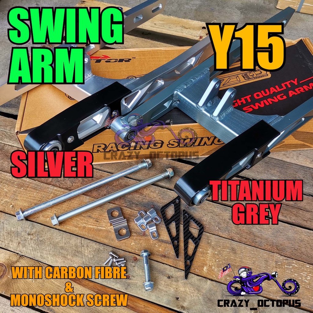 YAMAHA SWING ARM ASSY Y15ZR Y15 BLACK/SILVER/TITANIUM GREY WITH CARBON