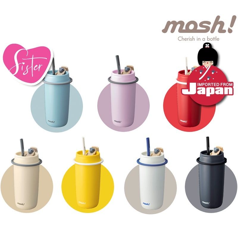 MOSH! Latte Tumbler With Straw 480ml 2 way Flask Tumbler Keep Warm Up