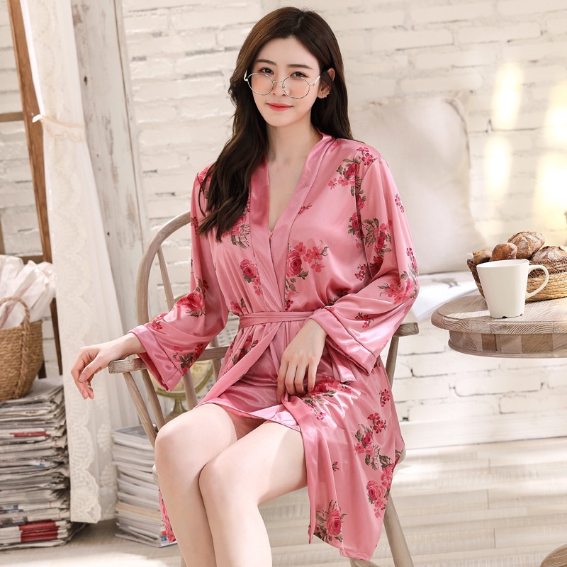 Ready Stock Two Pieces In One Set Robes Sexy Lingerie Sleepwear Nightwear Pyjamas Baju Tidur 6701