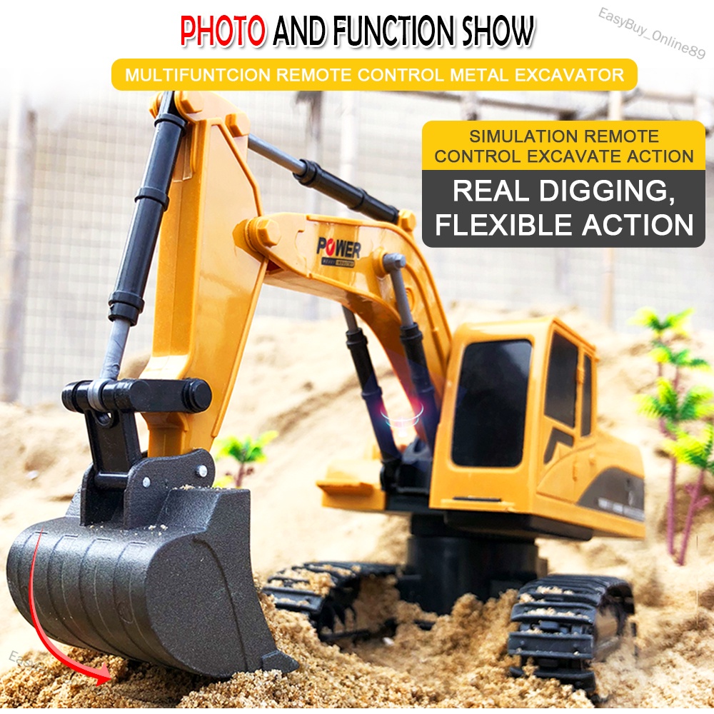2.4Ghz 6CH 1:24 RC Excavator Mini RC Truck Rechargeable Simulated ...
