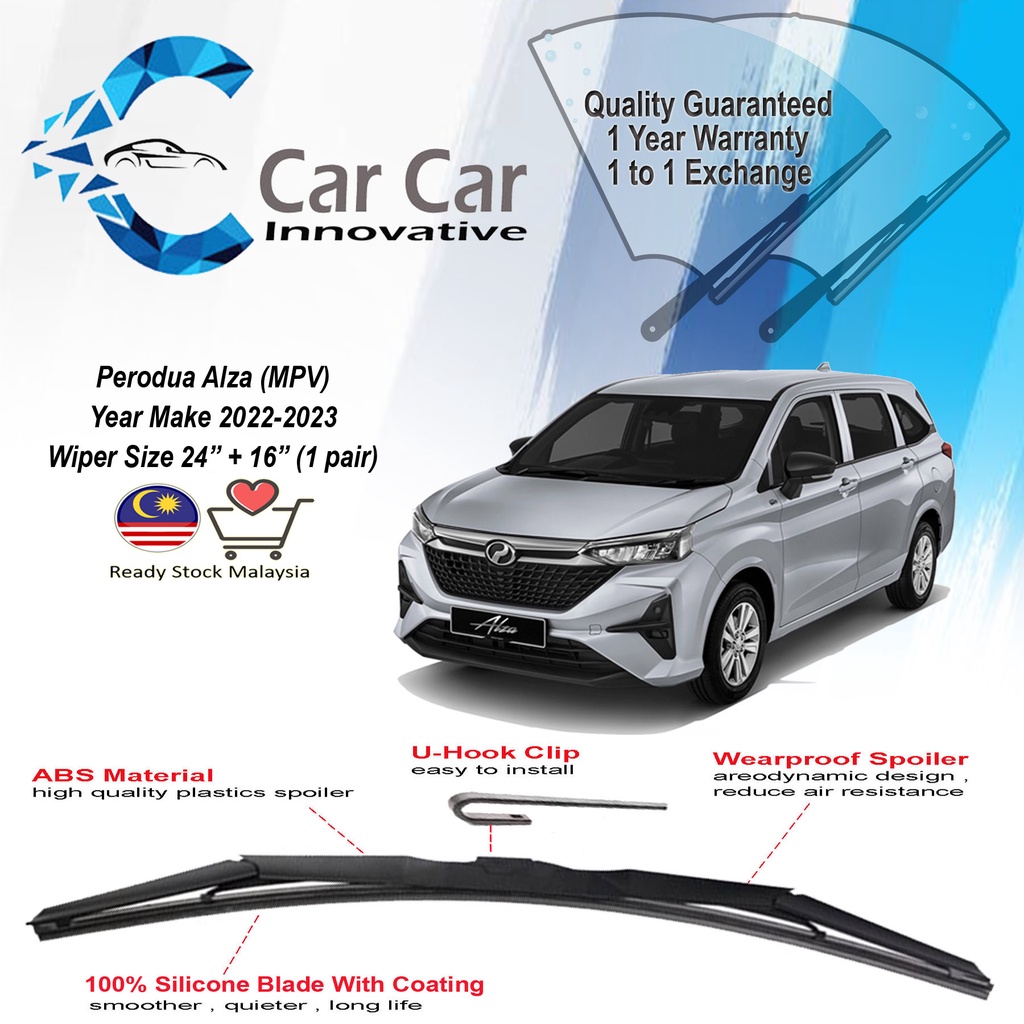 Perodua Alza Wiper, Silicone Wiper Blades, Car Windshield, Year 2022