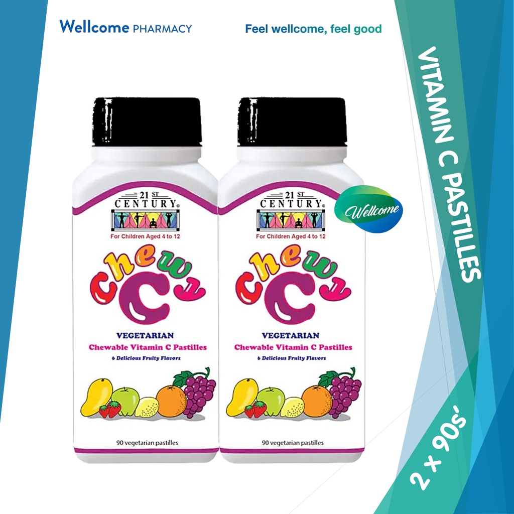 21st Century Chewy C (Chewable Vitamin C pastilles) Fruity Flavour - 2 ...