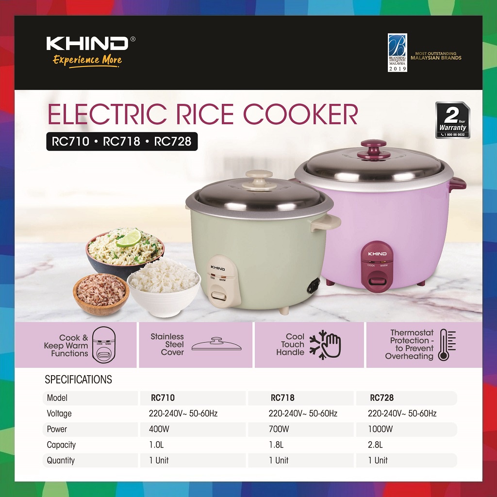 KHIND Rice Cooker RC710 RC718 RC728 / Periuk Nasi Shopee Malaysia