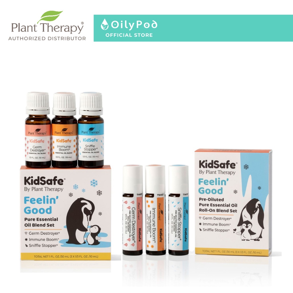 Plant Therapy Set 3 Roll-On Olio Essenziale KidSafe – Germ Destroyer, Calming The Child, Nighty Night – 10 Ml Ciascuno, In Olio Di Cocco