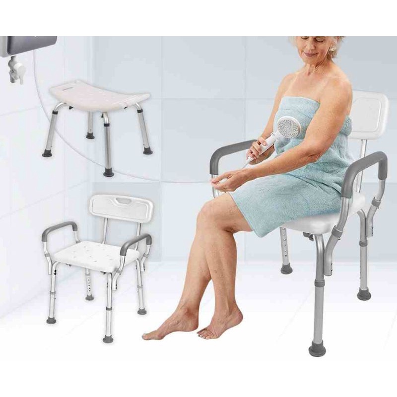 6 Height Adjustable Non-slip Bath Chair Elderly / Kerusi Mandi Orang ...