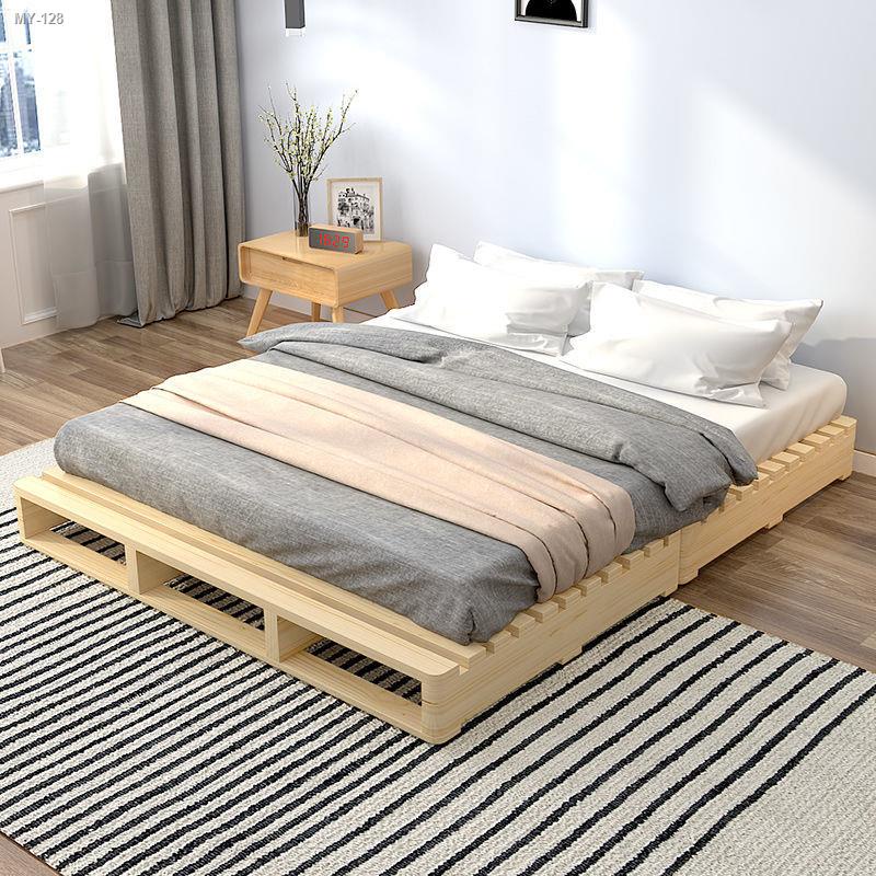 Solid wood tatami bed frame single double bed floor low bed without