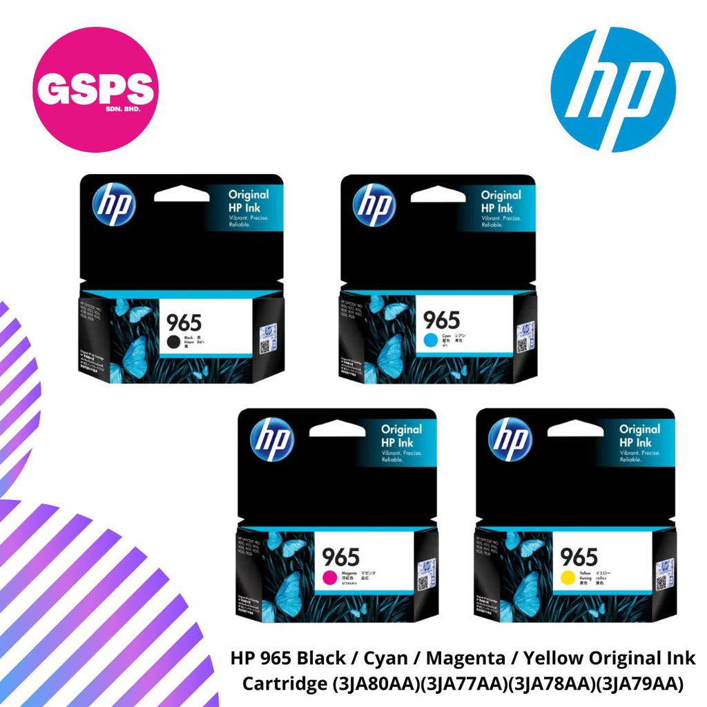 HP 965 Black / Cyan / Magenta / Yellow Original Ink Cartridge (3JA80AA ...