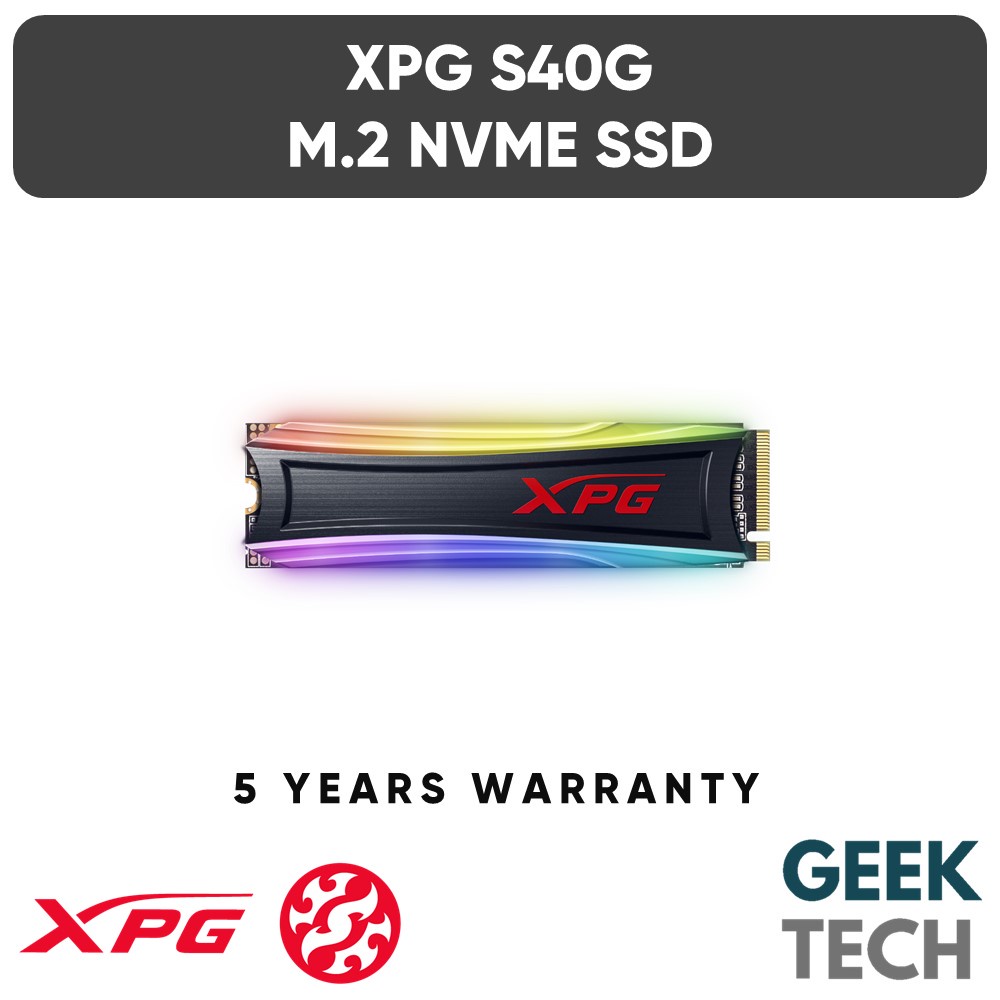 Adata Xpg Spectrix S40g Rgb Pcie Gen3x4 Nvme M 2 2280 Ssd Solid State Drive 256gb 512gb 1tb 2tb