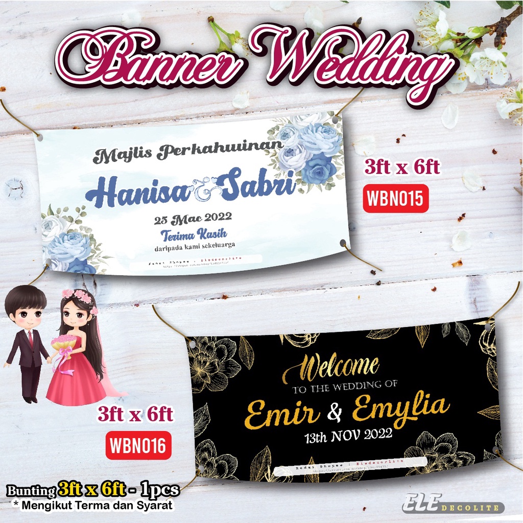 Banner Kahwin 3 X 6/Banner Majlis Perkawinan/Wedding Banner Shopee