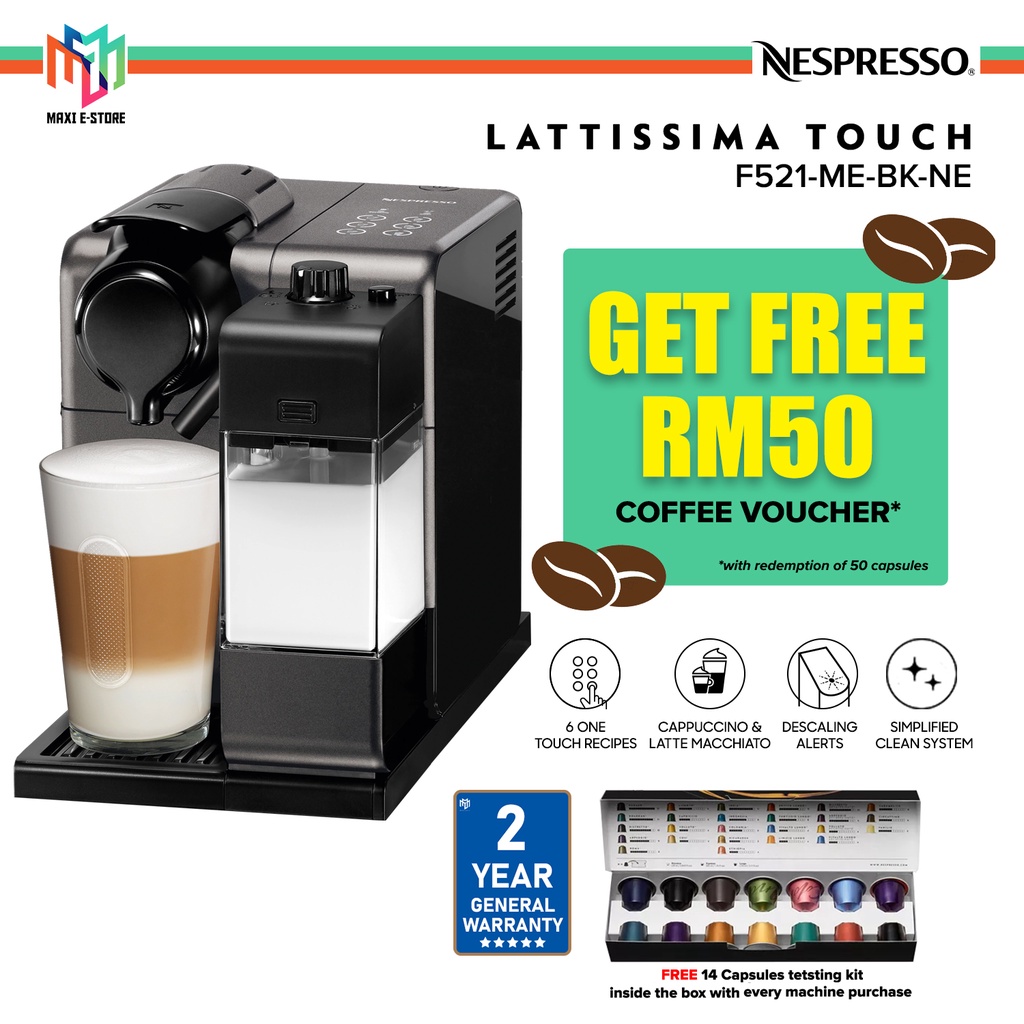 Nespresso Lattissima Touch Fully Automatic Capsule Espresso Coffee Machine Black F521MEBKNE | Shopee Malaysia