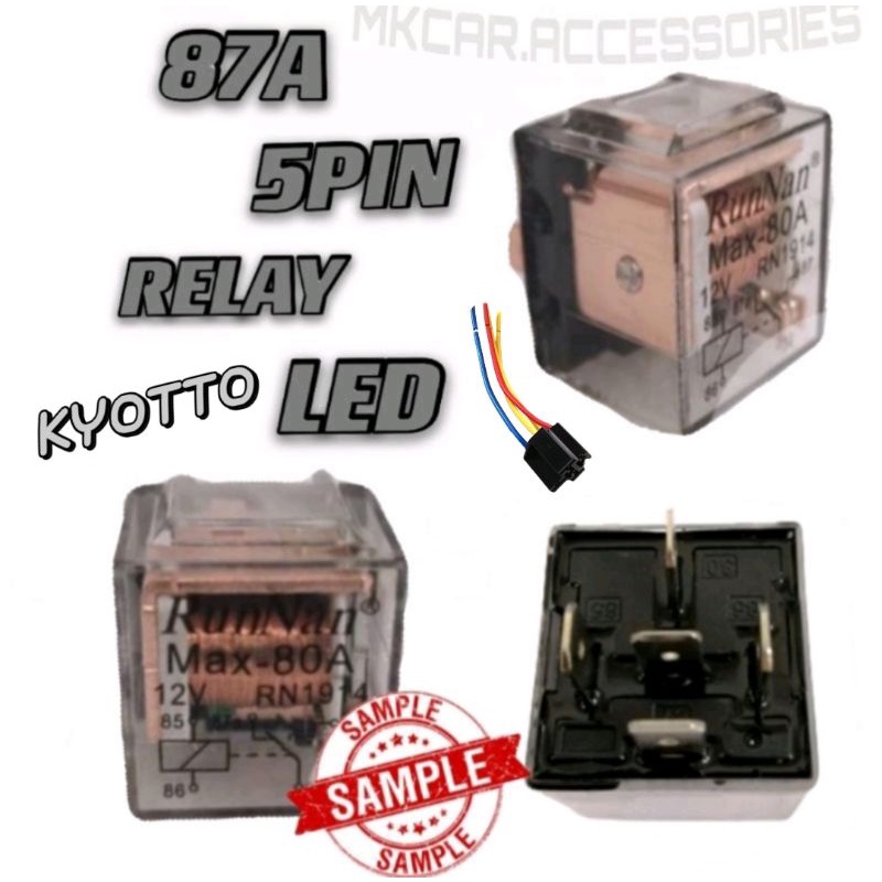 KYOTTO 12V 87A 80A 5PIN RELAY WITH LED RELAY SOCKET (1PCS) | Shopee ...