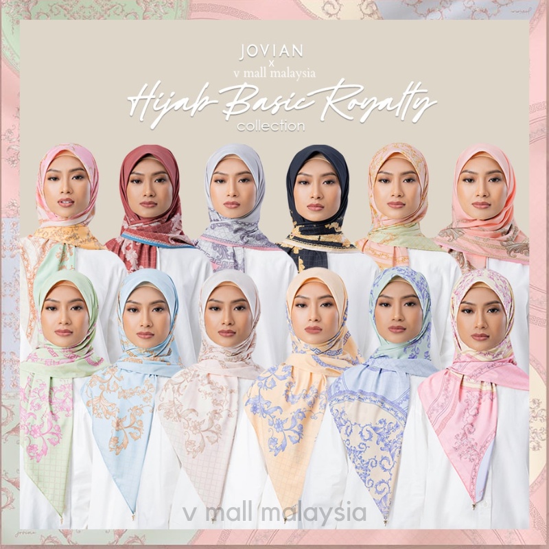 Jovian Hijab Tudung Bawal Square Shawl Premium Printed Corak Sarung 