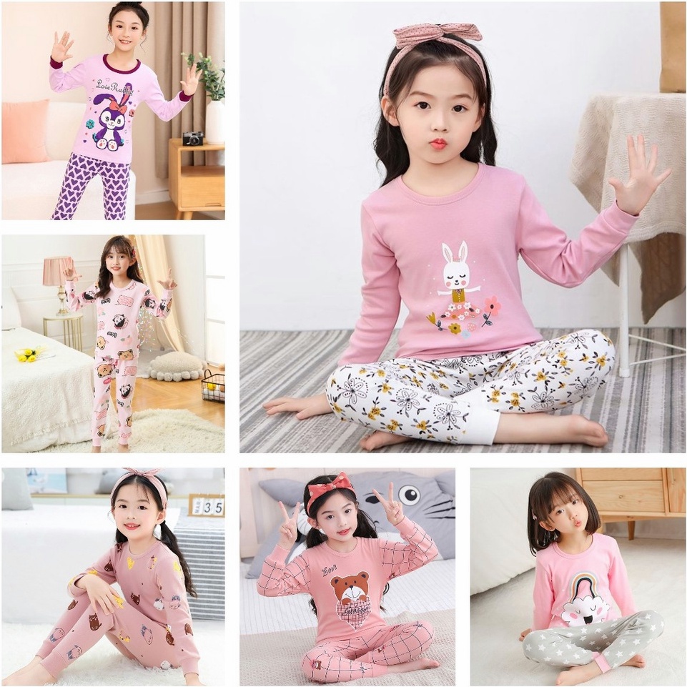 2-15 Years Girls Pyjama Set Cotton Fashion Cartoon Girls Sleepwear ...