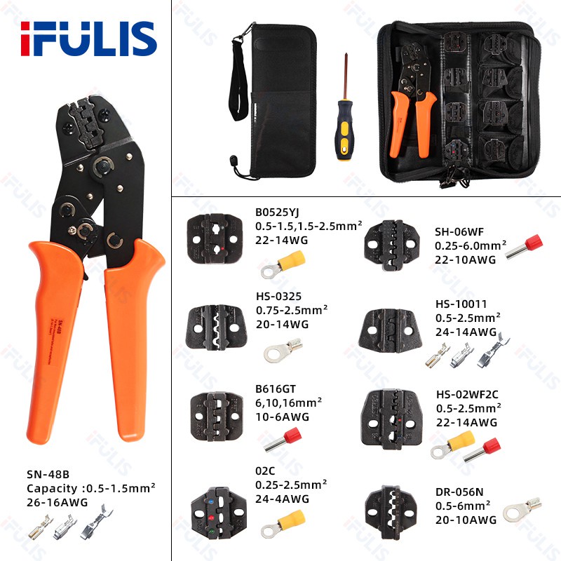 Crimping Tool Kit Pliers Set SN-48B Wire Crimping Jaw Terminal Ferrule ...