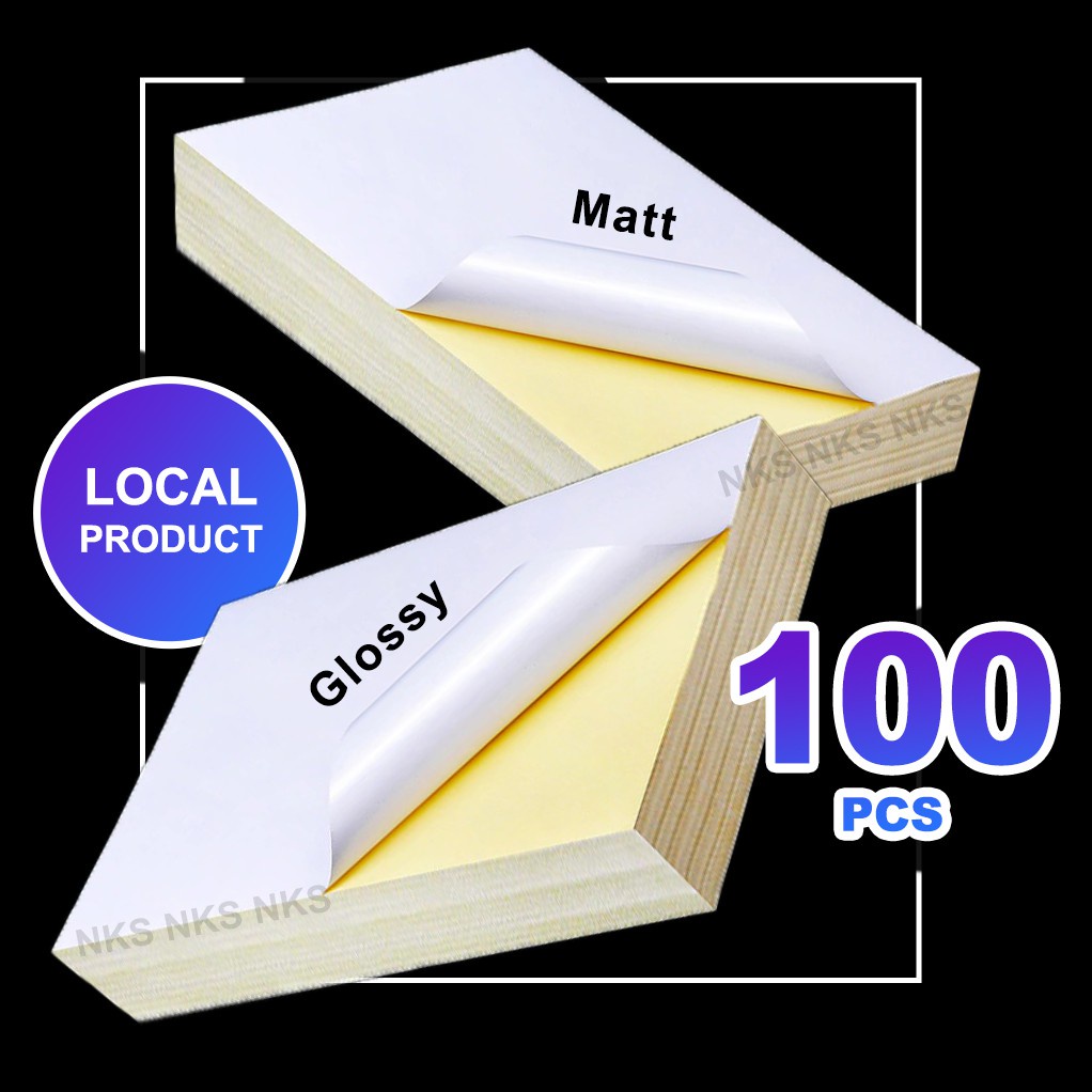 A4 WHITE LABEL STICKER PAPER 297MM X 210MM (MATT/GLOSSY) 100 PCS
