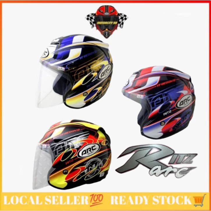 ORIGINAL ARC RITZ YF1 HELMET TOPI ARC RITZ YF DESIGN XXL YELLOW/RED ...