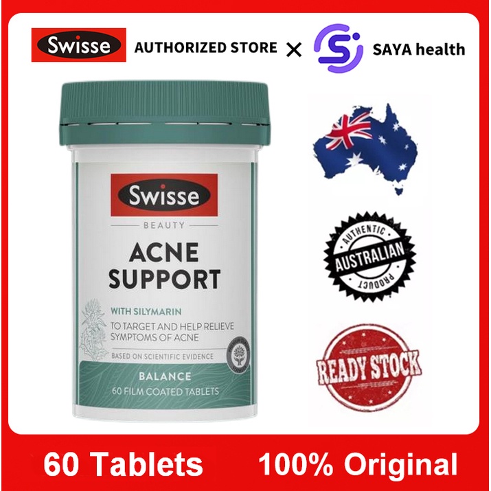 Swisse Beauty Acne Support 60 Film Coated Tablets with Silymarin Help ...