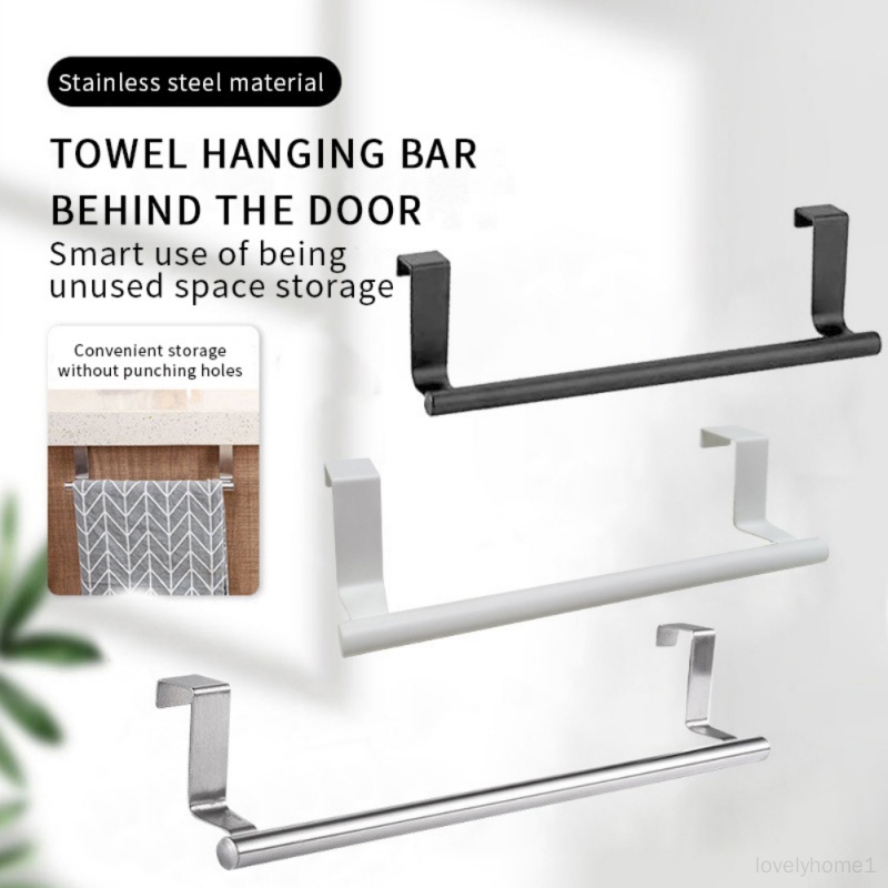 Stainless Steel Single Rod Towel Rack Kitchen Free Punch Towel Hanging Rod Door Back Rag