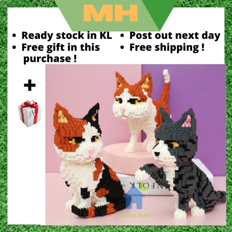 Nano Blocks Cute Pet Cat Animal Model Building Blocks Adults Kids ...