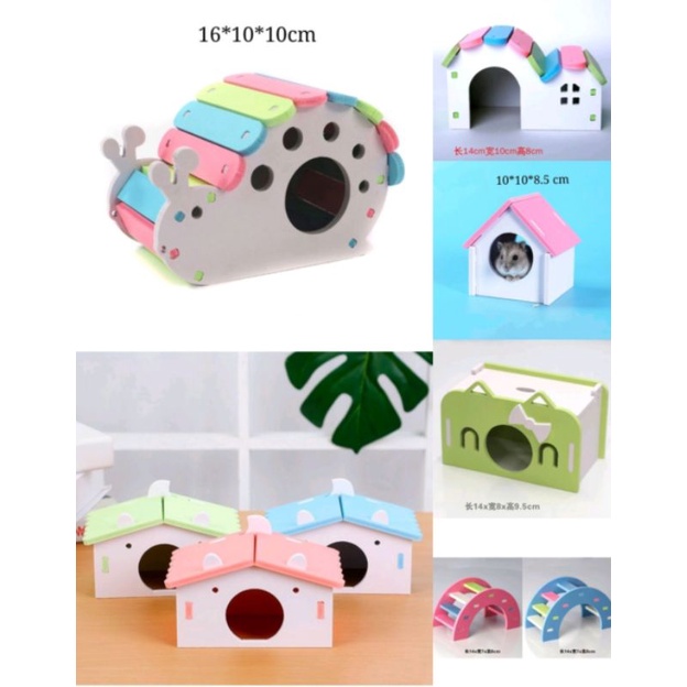 View of 🔥Ready Stock🔥Hamster Hideout Hut Wooden DIY Hideaway Exercise Toy for ...
