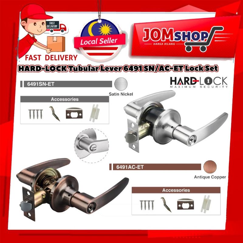 ORIGINAL Hard-Lock Tubular Lever Cylindrical Lock Set | 6491 SN/AC-ET ...