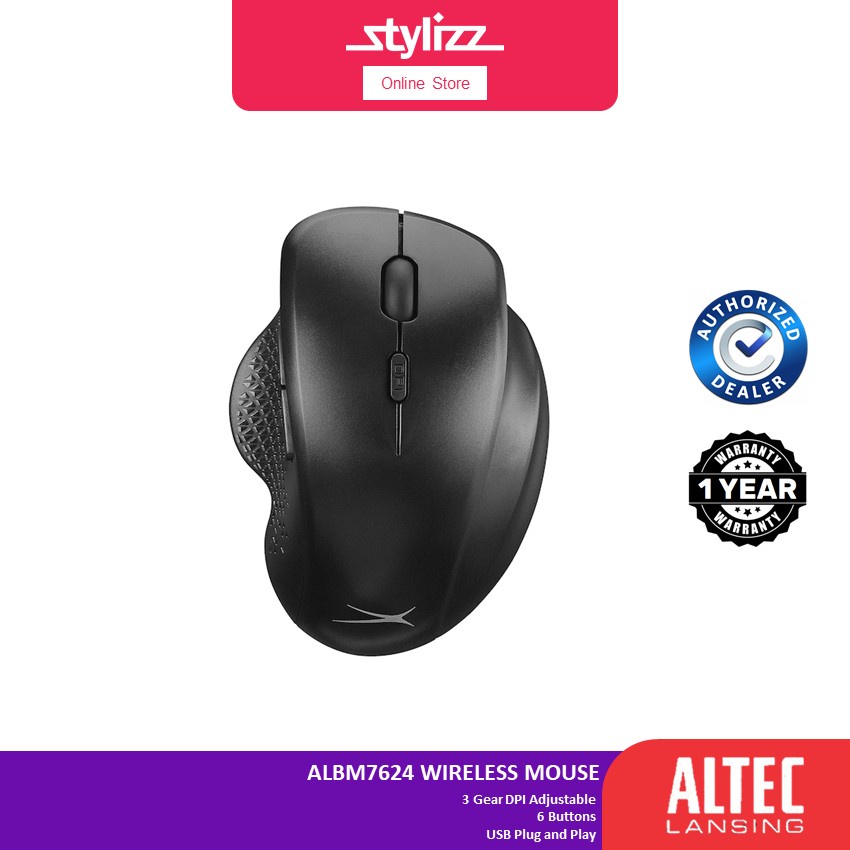 ALTEC LANSING ALBM7624 WIRELESS MOUSE | FLANK GUARD DESIGN | 6 BUTTON ...