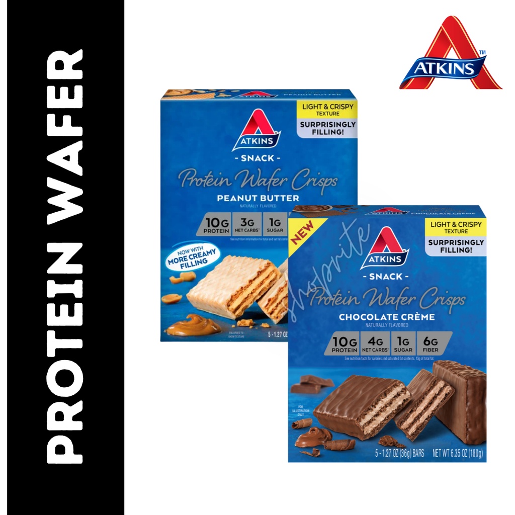 Atkins protein wafer crisps chocolate creme peanut butter shopee