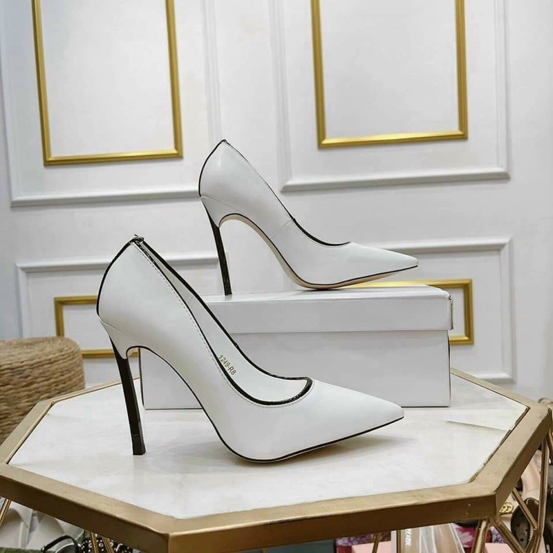 Women's white high heels with black trim, 9 centimeters, very beautiful — free download