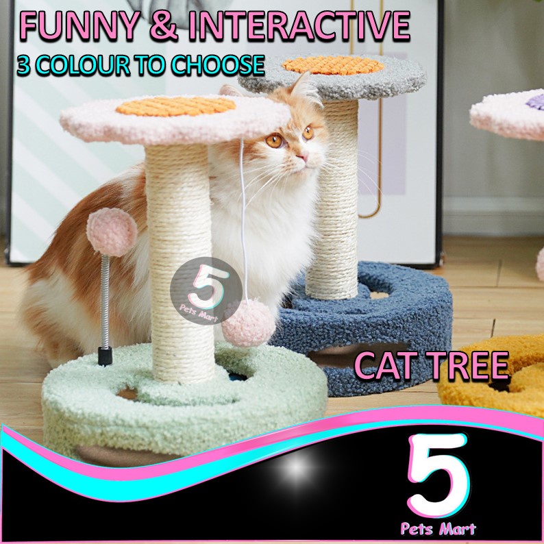Pokok Kucing Cat Tree Cat Scratch Small Cat Play Tree Ball Climbing Toy