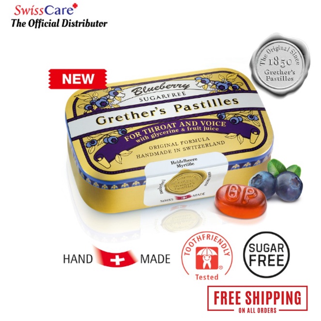 [EXP30/11/23] Grether’s Pastilles, Blueberry, for Sore Throat and