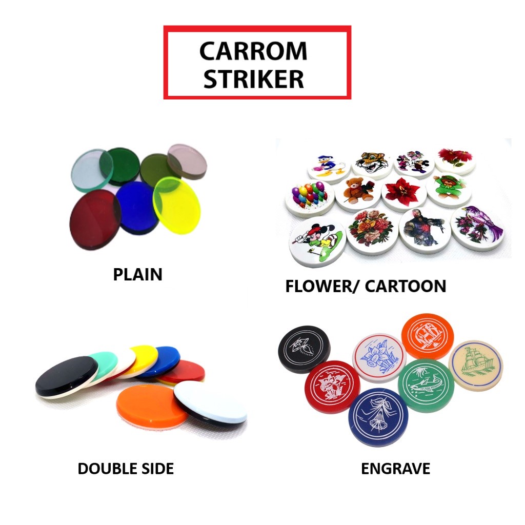 ACRYLIC CARROM STRIKER PLAIN, PRINTED, DOUBLE SIDE, ENGRAVE for CARROM ...