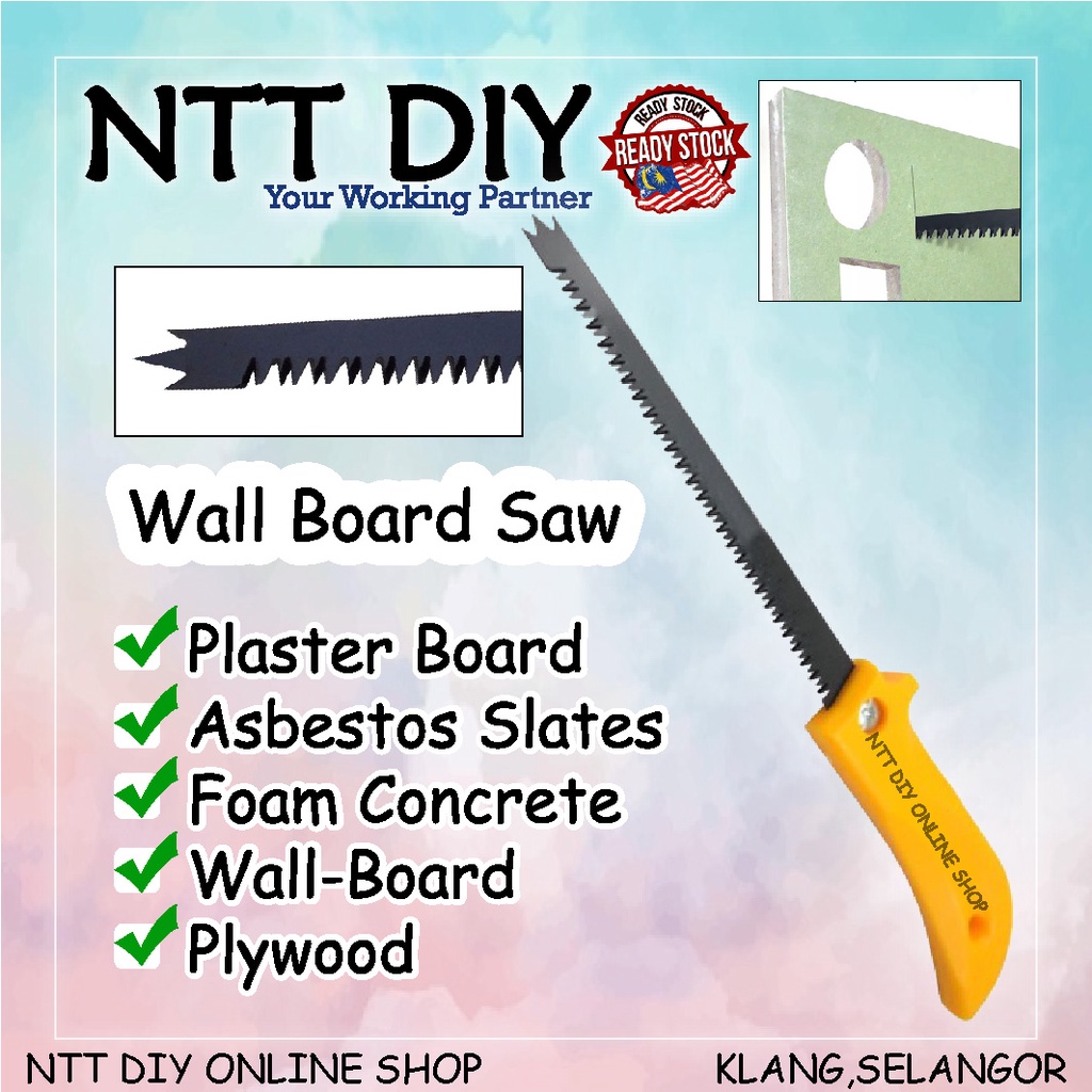 NTT DIY Wall Board Saw for Cutting Plaster Ceiling Gypsum Drywall Wood ...