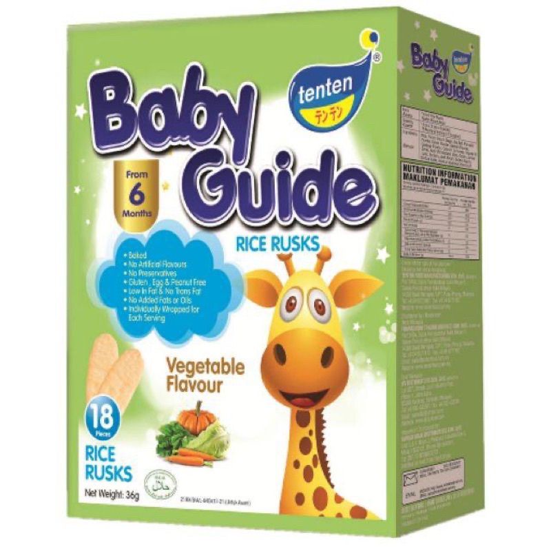 TENTEN BABY GUIDE RICE RUSK 36GM (18pieces) FOR 6 MONTHS+ Apple/Banana ...