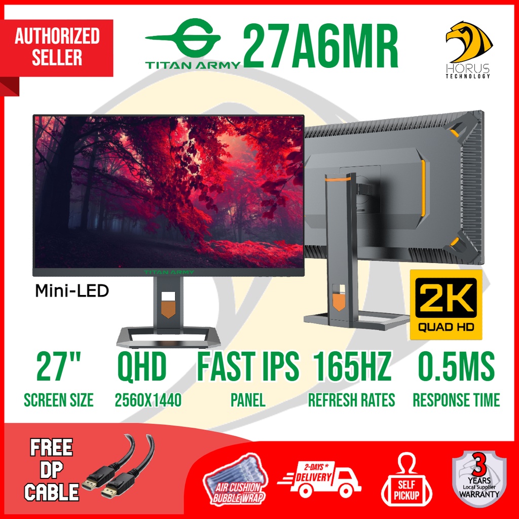 TITAN ARMY 27 inch Mini-LED QHD 2K 165Hz 0.5ms Fast IPS HDR1000 ...