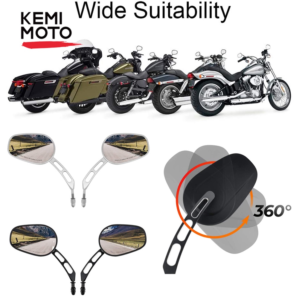 HTTMT Chrome Big Side Mirrors For Harley Touring Street Glide Electra Glide Ultra Limited - GTCMT398B-CD