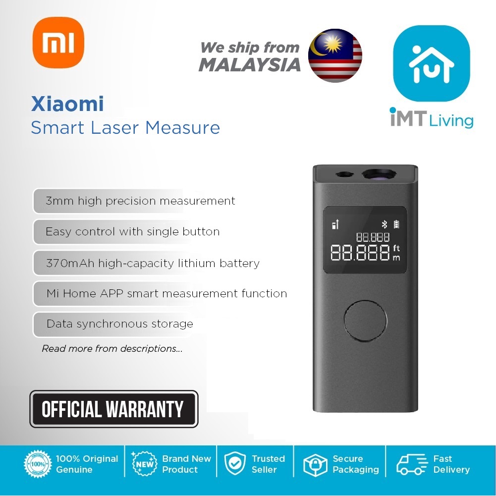 Xiaomi Smart Laser Measure - Misuratore Laser Con App, Precisione 3mm, Display LCD