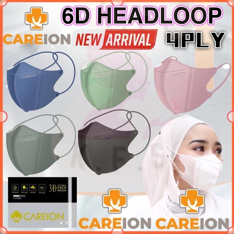 CAREION 3D Duckbill Mask 4 Layer headloop/earloop 4ply Face Mask 10pcs