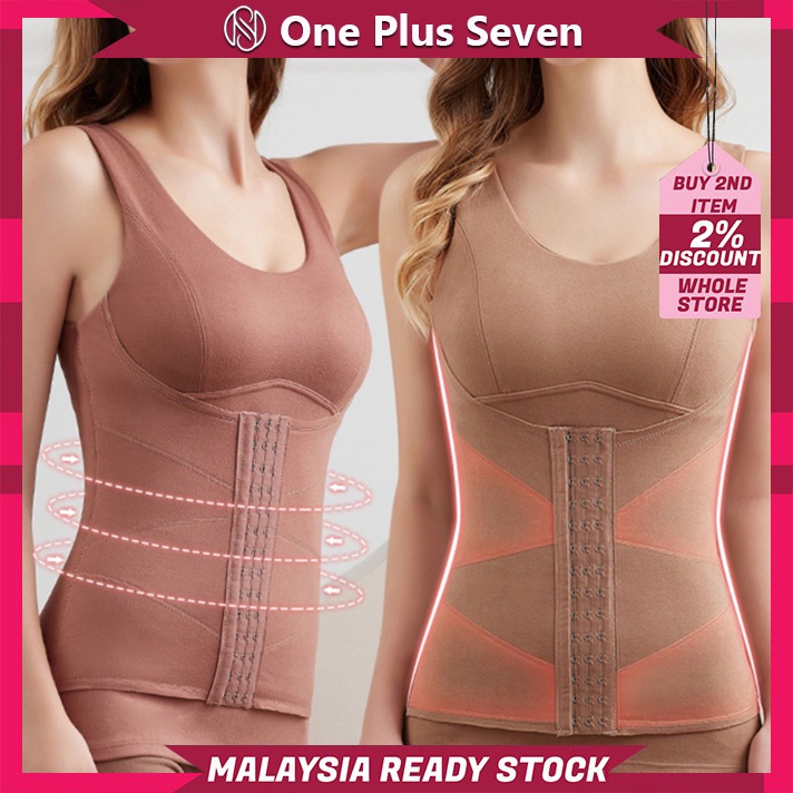 M'SIA STOCK 💝Body Shaping Corset Slimming Singlet Shaper Body Shapewear  Belly Slimming Inner Wear Chest Pad Heating