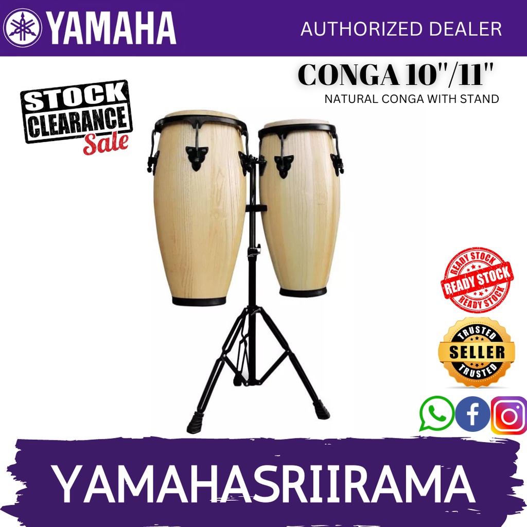 Full Size Conga Pair Congas Set Adjustable Tunable With Double Stand