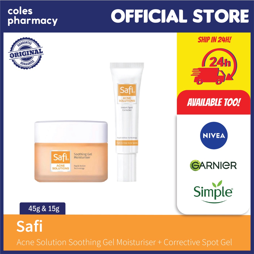 SAFI Acne Solution Soothing Gel Moisturiser 45g + Corrective Spot Gel