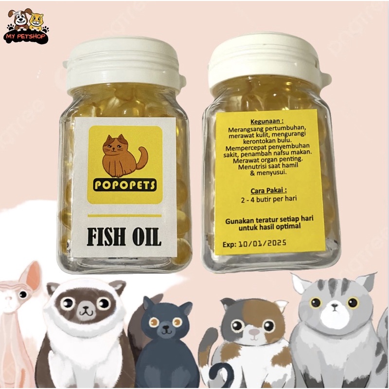 Dog Cat Fish Oil 100 Capsules popopets Fish Oil popopets Dog Cat Fish Oil 100 Capsules