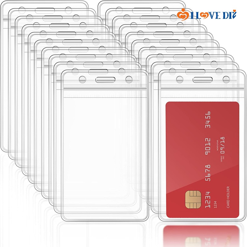 1/5 Pcs 65*117mm Ultra Transparent PVC Card Holder/ ID Card Badge Bank