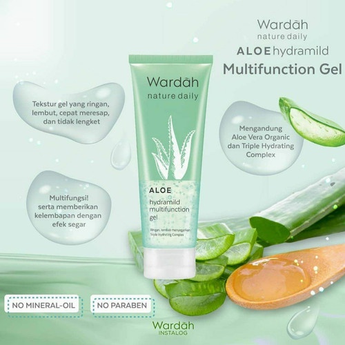 Wardah Nature Daily Aloe [Face Wash (100ml) / Hydramild Moisturiser ...